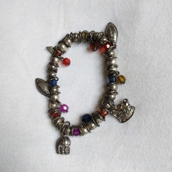 Football themed charm bracelet beaten metal - Picture 2 of 6